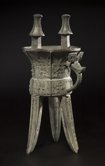 Wine Vessel (Jia), c. 1250-1046 BC. China, late Shang dynasty (c.1600-c.1046 BC), Anyang phase (c.1250-1046 BC). Bronze; overall: 50.8 cm (20 in.).