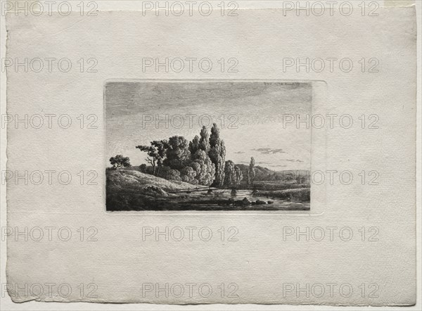 Footbridge with Cross before Trees at a River, c.1803. Caspar David Friedrich (German, 1774-1840). Etching; sheet: 19.9 x 28 cm (7 13/16 x 11 in.); image: 8.8 x 14 cm (3 7/16 x 5 1/2 in.); platemark: 9.2 x 15.2 cm (3 5/8 x 6 in.).