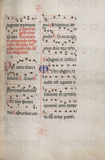 Missale: Fol. 179: Music for various ordinary prayers, 1469. Bartolommeo Caporali (Italian, c. 1420-1503), assisted by Giapeco Caporali (Italian, d. 1478). Ink; overall: 35 x 25 cm (13 3/4 x 9 13/16 in.)