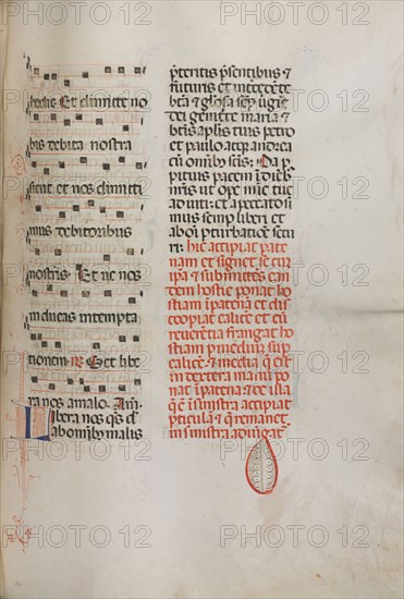 Missale: Fol. 190: Music for various prayers, 1469. Bartolommeo Caporali (Italian, c. 1420-1503), assisted by Giapeco Caporali (Italian, d. 1478). Ink; overall: 35 x 25 cm (13 3/4 x 9 13/16 in.).