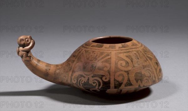 Dipper, 100 B.C. -  A.D. 700. Peru, North Highlands, Recuay, 100 B.C. - A.D. 700. Ceramic, slip; diameter: 10 x 17.5 cm (3 15/16 x 6 7/8 in.); overall: 9.6 cm (3 3/4 in.).
