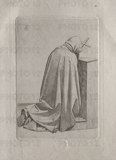 A Praying Monk, 1826. Johann Friedrich Overbeck (German, 1789-1869), Carl Schulze. Etching; sheet: 16.8 x 12.6 cm (6 5/8 x 4 15/16 in.); platemark: 11.4 x 7.6 cm (4 1/2 x 3 in.)