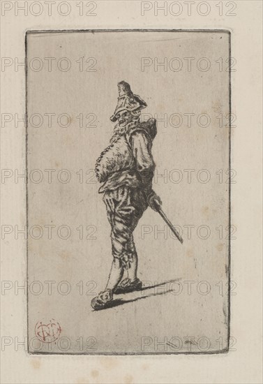 Punchinello, after Meissonier, 1876. Henri Charles Guérard (French, 1846-1897). Etching; sheet: 13.3 x 9 cm (5 1/4 x 3 9/16 in.); platemark: 9 x 5.7 cm (3 9/16 x 2 1/4 in.).