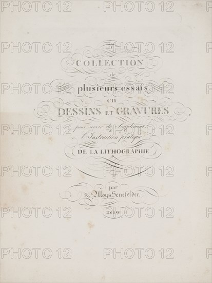 Art of the Lithograph: Title Page, Plate I, 1819. Alois Senefelder (German, 1771-1834). Lithograph; sheet: 29.9 x 23.2 cm (11 3/4 x 9 1/8 in.); image: 18 x 16 cm (7 1/16 x 6 5/16 in.)