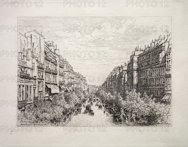 Boulevard Montmartre, 1884. Maxime Lalanne (French, 1827-1886). Etching; sheet: 23 x 30.4 cm (9 1/16 x 11 15/16 in.); platemark: 20.1 x 25.6 cm (7 15/16 x 10 1/16 in.)