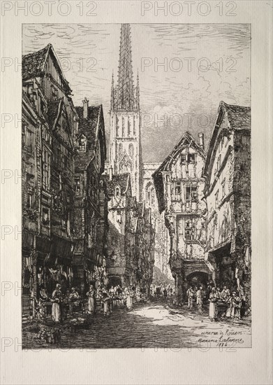 A Street in Rouen, 1884. Maxime Lalanne (French, 1827-1886). Etching on chine collé; sheet: 34.3 x 23.9 cm (13 1/2 x 9 7/16 in.); platemark: 28 x 19.7 cm (11 x 7 3/4 in.).