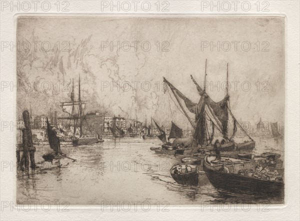 On the Thames (Canterbury, Eng., Aug. 1884.), 1884. Stephen Parrish (American, 1846-1938). Etching; sheet: 26.5 x 36.7 cm (10 7/16 x 14 7/16 in.); platemark: 14.1 x 20 cm (5 9/16 x 7 7/8 in.)