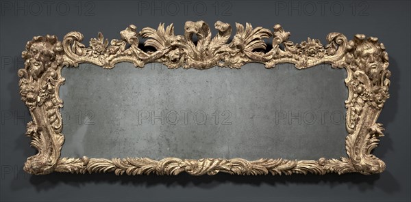 Overmantel Mirror, c. 1740. James Pascall (British, d. late 1740s). Carved giltwood and glass; overall: 78 x 186 cm (30 11/16 x 73 1/4 in.).