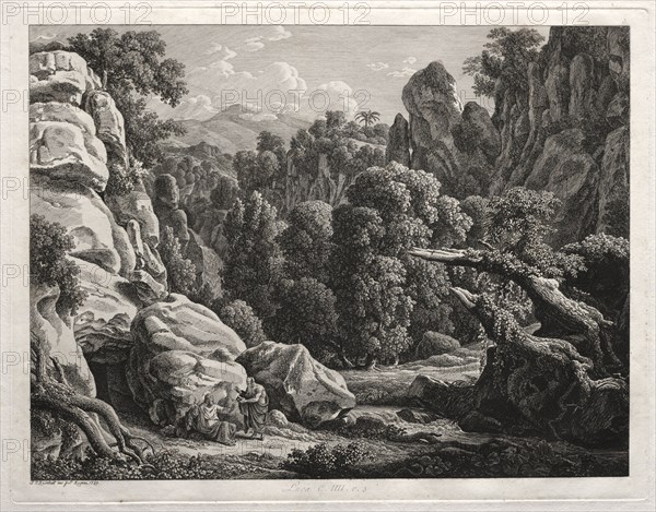 Heroic Landscape: Landscape with the Temptation of Christ, 1799. Johann Christian Reinhart (German, 1761-1847). Etching; sheet: 42.4 x 53.3 cm (16 11/16 x 21 in.); platemark: 28.1 x 36.1 cm (11 1/16 x 14 3/16 in.)