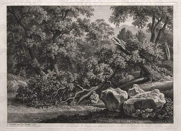 Heroic Landscape: The Satyr Playing the Flute, 1795. Johann Christian Reinhart (German, 1761-1847). Etching; sheet: 42.3 x 53.6 cm (16 5/8 x 21 1/8 in.); platemark: 20.7 x 28.8 cm (8 1/8 x 11 5/16 in.)