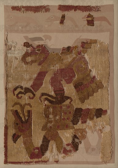 Textile Fragment, c. 50-650. Peru, Moche, north coast, 1st-7th century. Cotton and camelid fiber; overall: 39.4 x 27.9 cm (15 1/2 x 11 in.)