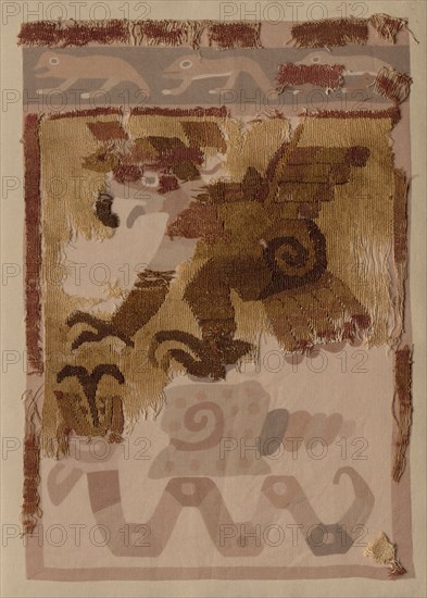 Textile Fragment, c. 50-650. Peru, Moche, north coast, 1st-7th century. Cotton and camelid fiber; overall: 40 x 29.3 cm (15 3/4 x 11 9/16 in.)