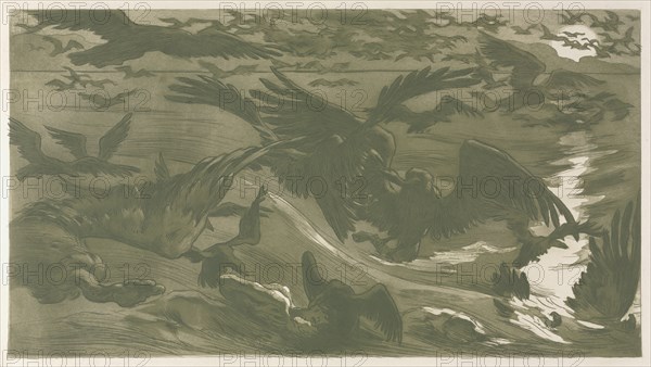 published in L'Estampe Originale : Birds of Prey, 1893. Victor Emile Prouvé (French, 1858-1943). Aquatint and etching in green; sheet: 43 x 60.5 cm (16 15/16 x 23 13/16 in.); platemark: 23.9 x 42.4 cm (9 7/16 x 16 11/16 in.)