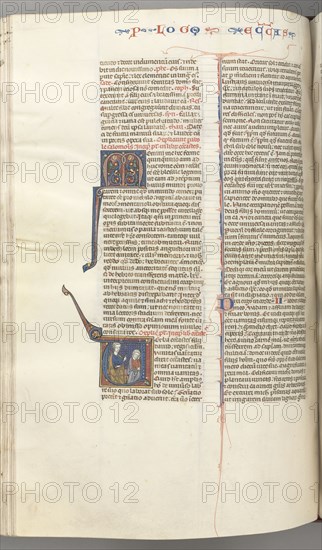 Fol. 247v, Ecclesiastes, historiated initial V, Solomon teaching, c. 1275-1300. Southern France, Toulouse(?), 13th century. Bound illuminated manuscript in Latin; brown morocco binding; ink, tempera and gold on vellum; 533 leaves