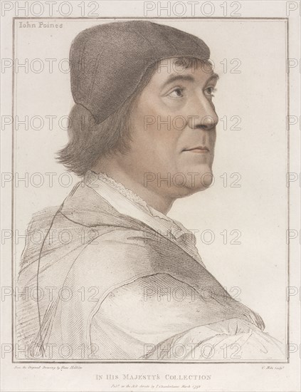 John Poines, 1792. Conrad Martin Metz (German, 1749-1827), after Hans Holbein (German, c. 1465-1524). Stipple hand-colored with watercolor; sheet: 54.4 x 40.7 cm (21 7/16 x 16 in.); platemark: 33 x 25.3 cm (13 x 9 15/16 in.).