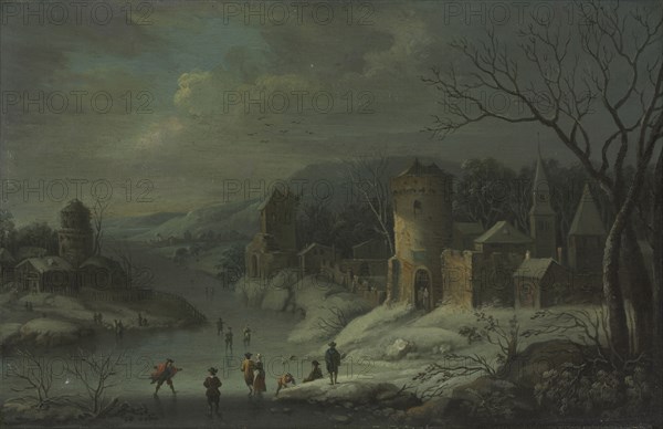 Winter Landscape, c. 1680-1718. Attributed to Jan Griffier (Dutch, 1648-1718). Oil on copper, mounted on wood; framed: 32 x 41 x 4 cm (12 5/8 x 16 1/8 x 1 9/16 in.); unframed: 19.6 x 29 cm (7 11/16 x 11 7/16 in.).
