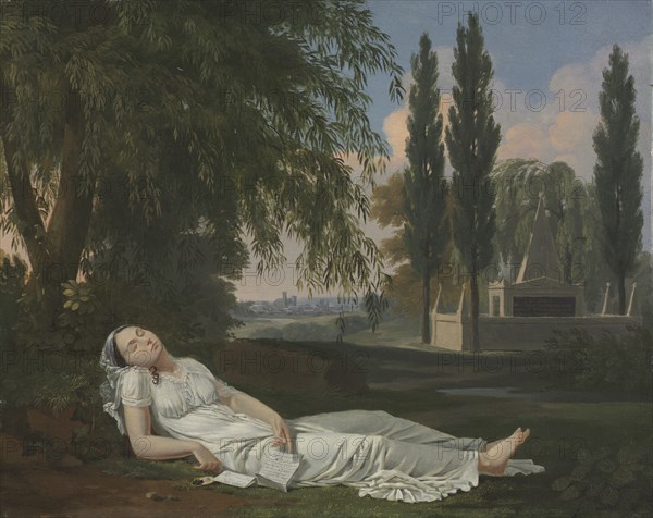 Woman Sleeping in a Landscape with a Letter, c. 1800. Bernard Gaillot (French, 1780-1847). Oil on canvas; framed: 36 x 44 cm (14 3/16 x 17 5/16 in.); unframed: 32.4 x 40.6 cm (12 3/4 x 16 in.).