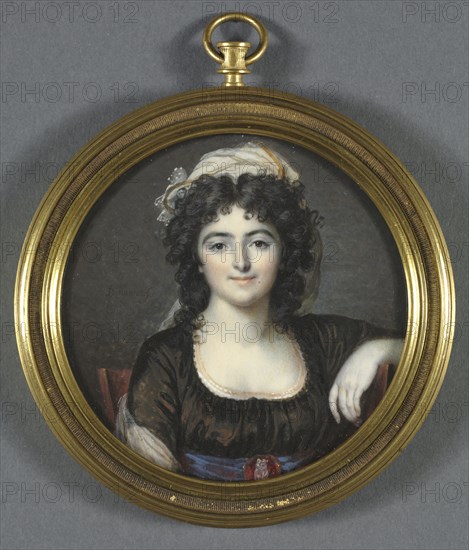 Portrait of a Woman in a Brown Dress, 1795. François Dumont (French, 1751-1831). Watercolor on ivory in a later ormolu/gilt metal frame; diameter: 7.4 cm (2 15/16 in.); diameter of frame: 9.3 cm (3 11/16 in.)