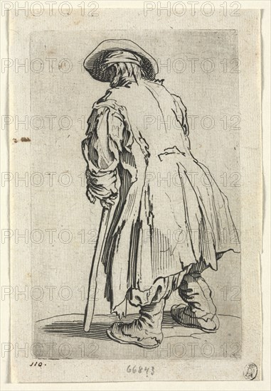 The Beggars: Old Beggar on One Single Crutch, c. 1623. Jacques Callot (French, 1592-1635). Etching; paper: 15.7 x 10.5 cm (6 3/16 x 4 1/8 in.); plate: 13.8 x 8.8 cm (5 7/16 x 3 7/16 in.).