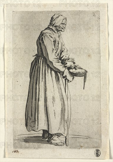 The Beggars: Beggar Woman with Her Alms Bowl, c. 1623. Jacques Callot (French, 1592-1635). Etching; paper: 15.6 x 10.4 cm (6 1/8 x 4 1/8 in.); plate: 13.8 x 8.8 cm (5 7/16 x 3 7/16 in.)