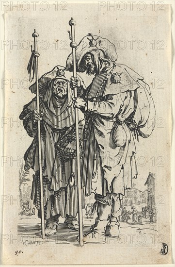 The Beggars: The Two Pilgrims, c. 1623. Jacques Callot (French, 1592-1635). Etching