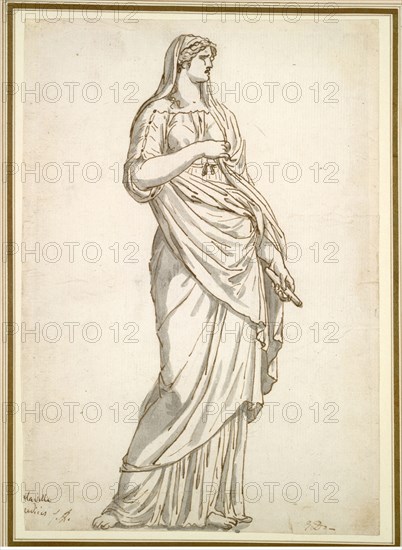 Study of the Sabine Statue from the Villa Medici, c. 1775-1780. Jacques-Louis David (French, 1748-1825). Pen and brown ink and brush and gray wash; sheet: 21.4 x 14.8 cm (8 7/16 x 5 13/16 in.).