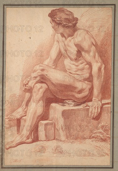 Seated Male Nude, 1693-1695. Claude Gillot (French, 1673-1722). Red chalk; sheet: 43.1 x 28.6 cm (16 15/16 x 11 1/4 in.).