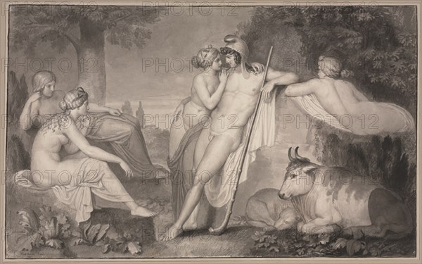 Paris and Oenone, 1791. John Flaxman (British, 1755-1826). Gray ink wash with pale black-gray ink line with graphite and brown ink; sheet: 30.3 x 48.8 cm (11 15/16 x 19 3/16 in.); secondary support: 35.1 x 53.6 cm (13 13/16 x 21 1/8 in.).