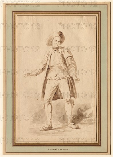 The Actor Clairval, 18th century. Étienne Aubry (French, 1745-1781). Sepia ink and wash with graphite; sheet: 35.7 x 22.4 cm (14 1/16 x 8 13/16 in.).