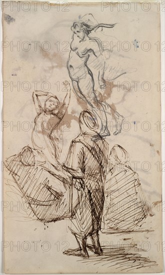 Sheet of Studies, 1871-1876. Paul Cézanne (French, 1839-1906). Graphite and pen and brown ink; sheet: 20.9 x 12.2 cm (8 1/4 x 4 13/16 in.).