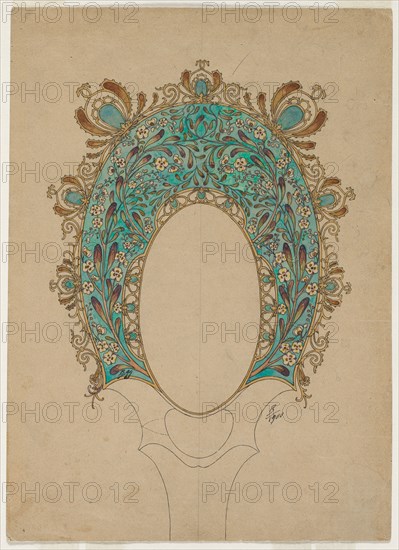 Design for a Hand Mirror, c. 1900-1902. Félix Bracquemond (French, 1833-1914). Ink on paper; sheet: 32.1 x 23.2 cm (12 5/8 x 9 1/8 in.); framed: 62 x 45 cm (24 7/16 x 17 11/16 in.).
