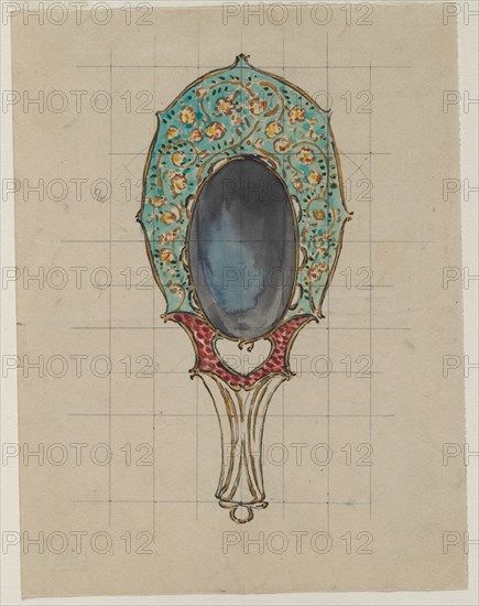 Design for a Hand Mirror, c. 1900-1902. Félix Bracquemond (French, 1833-1914). Ink on paper; sheet: 18 x 13.8 cm (7 1/16 x 5 7/16 in.); framed: 62 x 45 cm (24 7/16 x 17 11/16 in.).