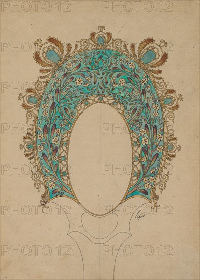 Designs for a Hand Mirror, c. 1900-1902. Félix Bracquemond (French, 1833-1914). Ink on paper; sheet: 32.1 x 23.2 cm (12 5/8 x 9 1/8 in.); framed: 62 x 45 cm (24 7/16 x 17 11/16 in.); sheet 1: 18 x 13 cm (7 1/16 x 5 1/8 in.).