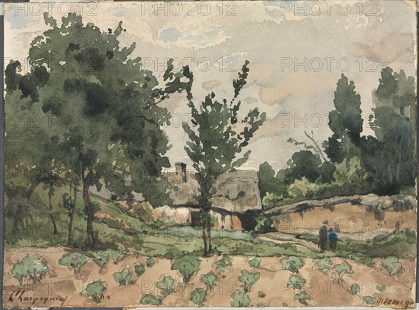 Landscape with Farmhouse, 1892. Henri Joseph Harpignies (French, 1819-1916). Watercolor with graphite underdrawing; sheet: 12 x 16.9 cm (4 3/4 x 6 5/8 in.).