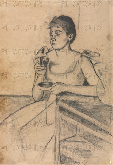 After-Dinner Coffee (recto); After-Dinner Coffee (verso), c. 1889. Mary Cassatt (American, 1844-1926). Graphite; sheet: 20 x 14 cm (7 7/8 x 5 1/2 in.).