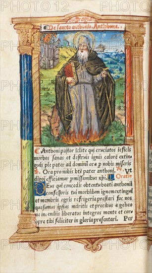 Printed Book of Hours (Use of Rome):  fol. 104v, St. Anthony Abbot, 1510. Guillaume Le Rouge (French, Paris, active 1493-1517). 112 Printed folios on parchment, bound