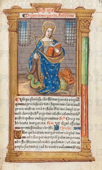 Printed Book of Hours (Use of Rome):  fol. 110r, St. Margaret, 1510. Guillaume Le Rouge (French, Paris, active 1493-1517). 112 Printed folios on parchment, bound