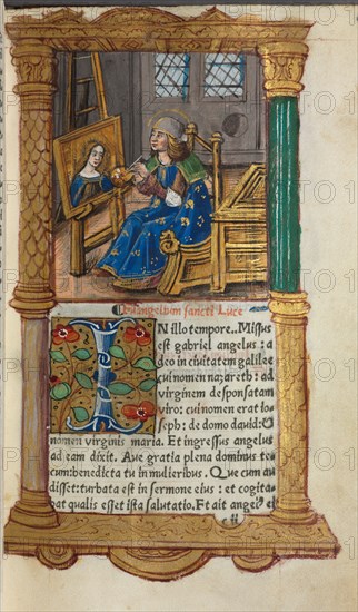Printed Book of Hours (Use of Rome): fol.18r, St. Luke, 1510. Guillaume Le Rouge (French, Paris, active 1493-1517). 112 Printed folios on parchment, bound
