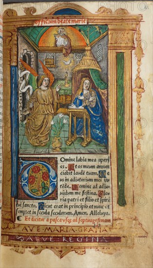 Printed Book of Hours (Use of Rome): fol. 25r, The Annunciation, 1510. Guillaume Le Rouge (French, Paris, active 1493-1517). 112 Printed folios on parchment, bound