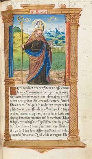 Printed Book of Hours (Use of Rome):  fol. 96r, St. Augustine, 1510. Guillaume Le Rouge (French, Paris, active 1493-1517). 112 Printed folios on parchment, bound