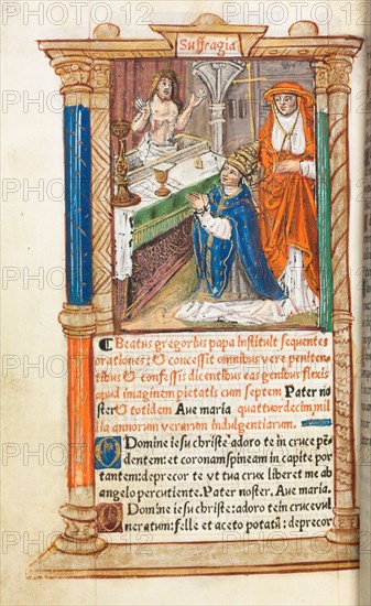 Printed Book of Hours (Use of Rome):  fol. 96v, Mass of St. Gregory, 1510. Guillaume Le Rouge (French, Paris, active 1493-1517). 112 Printed folios on parchment, bound