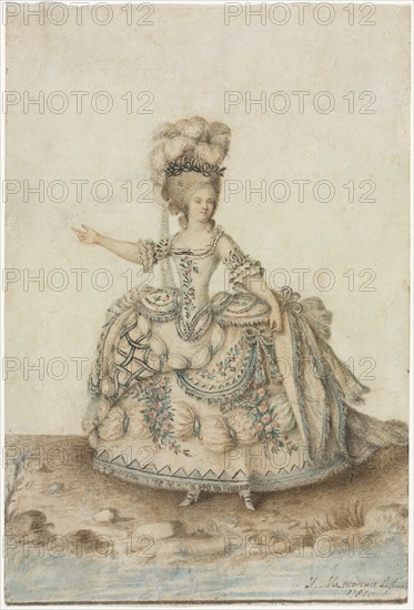 Costume Study for Opera Singer, 1781. Jean Michel Moreau le Jeune (French, 1741-1814). Watercolor and point of brush on cream laid paper; sheet: 26.1 x 17.8 cm (10 1/4 x 7 in.).