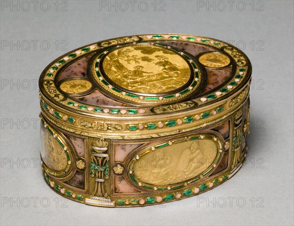 Snuff Box, c. 1880-1900. France, Paris, early 19th century. Gold, enamel, agate; overall: 4.1 x 6.4 cm (1 5/8 x 2 1/2 in.).