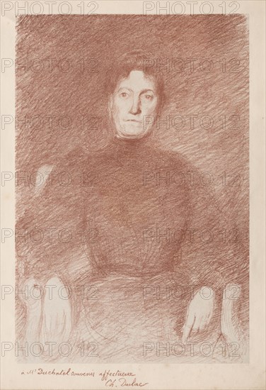 Seated Woman. Charles Marie Dulac (French, 1865-1898). Lithograph on chine collé printed in red-brown ink; sheet: 31.8 x 24.2 cm (12 1/2 x 9 1/2 in.); image: 28.9 x 18.6 cm (11 3/8 x 7 5/16 in.)