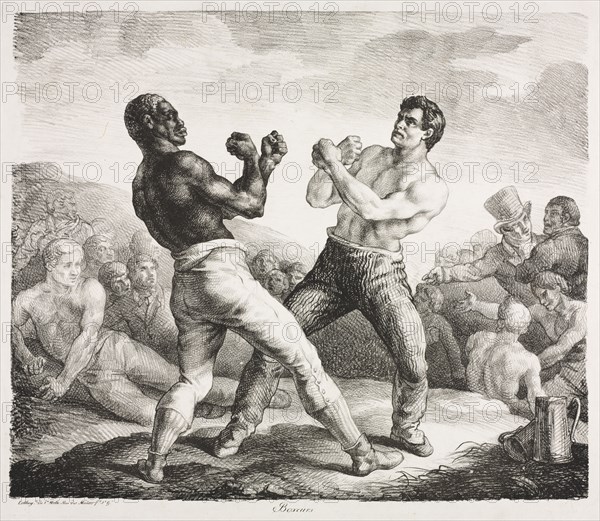 Boxers, 1818. Théodore Géricault (French, 1791-1824). Lithograph; sheet: 42.2 x 50 cm (16 5/8 x 19 11/16 in.); image: 35.2 x 41.8 cm (13 7/8 x 16 7/16 in.)