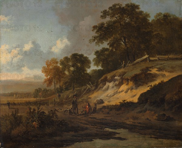 Landscape with Hunters, c. 1660-1680. Jan Wijnants (Dutch, 1635-1684). Oil on canvas; framed: 53 x 58 x 5.8 cm (20 7/8 x 22 13/16 x 2 5/16 in.); unframed: 36.8 x 44.1 cm (14 1/2 x 17 3/8 in.).