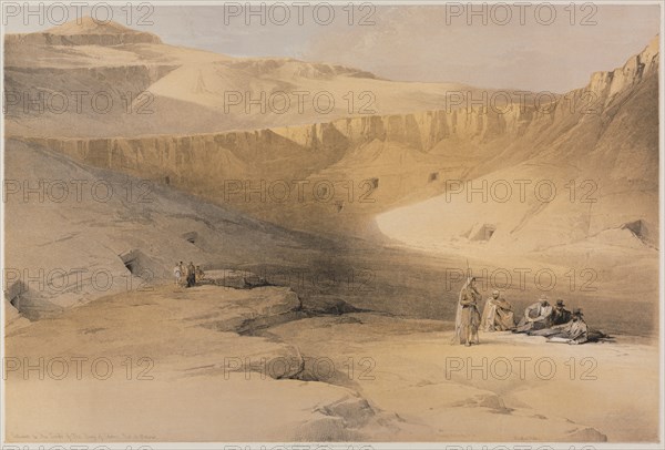 Egypt and Nubia, Volume II: Entrance to the Tombs of the Kings of Thebes, Bab-El-Malouk, 1848. Louis Haghe (British, 1806-1885), F.G.Moon, 20 Threadneedle Street, London, after David Roberts (British, 1796-1864). Color lithograph; sheet: 43.6 x 60.2 cm (17 3/16 x 23 11/16 in.); image: 32.7 x 49 cm (12 7/8 x 19 5/16 in.)