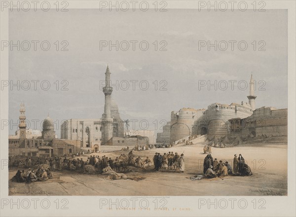 Egypt and Nubia, Volume III: The Entrance to the Citadel of Cairo, 1849. Louis Haghe (British, 1806-1885), F.G.Moon, 20 Threadneedle Street, London, after David Roberts (British, 1796-1864). Color lithograph; sheet: 43 x 60.2 cm (16 15/16 x 23 11/16 in.); image: 34.6 x 46.3 cm (13 5/8 x 18 1/4 in.)