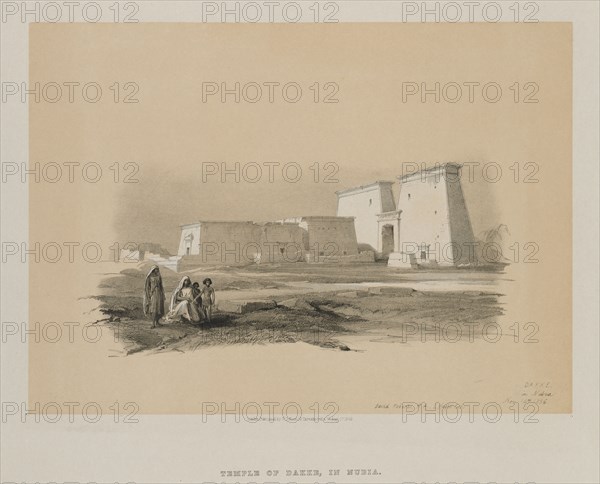 Egypt and Nubia, Volume I: Dakke, in Nubia, 1846. Louis Haghe (British, 1806-1885), F.G.Moon, 20 Threadneedle Street, London, after David Roberts (British, 1796-1864). Color lithograph; sheet: 35.5 x 42.9 cm (14 x 16 7/8 in.); image: 25.3 x 35 cm (9 15/16 x 13 3/4 in.).