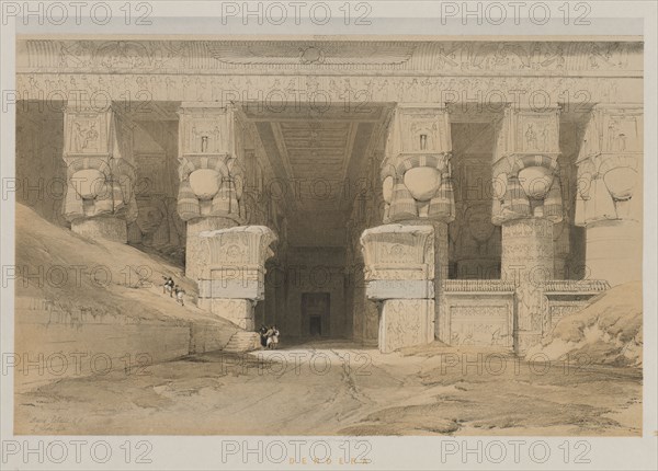 Egypt and Nubia, Volume I: Dendera, 1847. Louis Haghe (British, 1806-1885), F.G. Moon, 20 Threadneedle Street, London, after David Roberts (British, 1796-1864). Color lithograph; sheet: 43 x 60.3 cm (16 15/16 x 23 3/4 in.); image: 32.6 x 48.8 cm (12 13/16 x 19 3/16 in.)